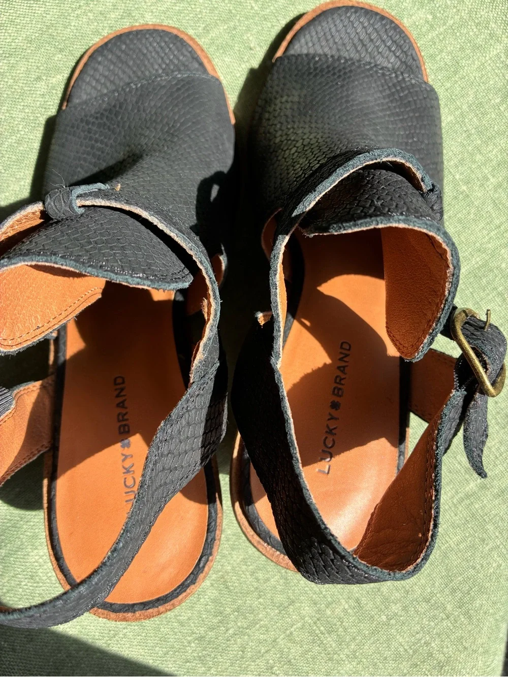 Lucky Brand Peep Toe Block Heel Sandals Size 9.5